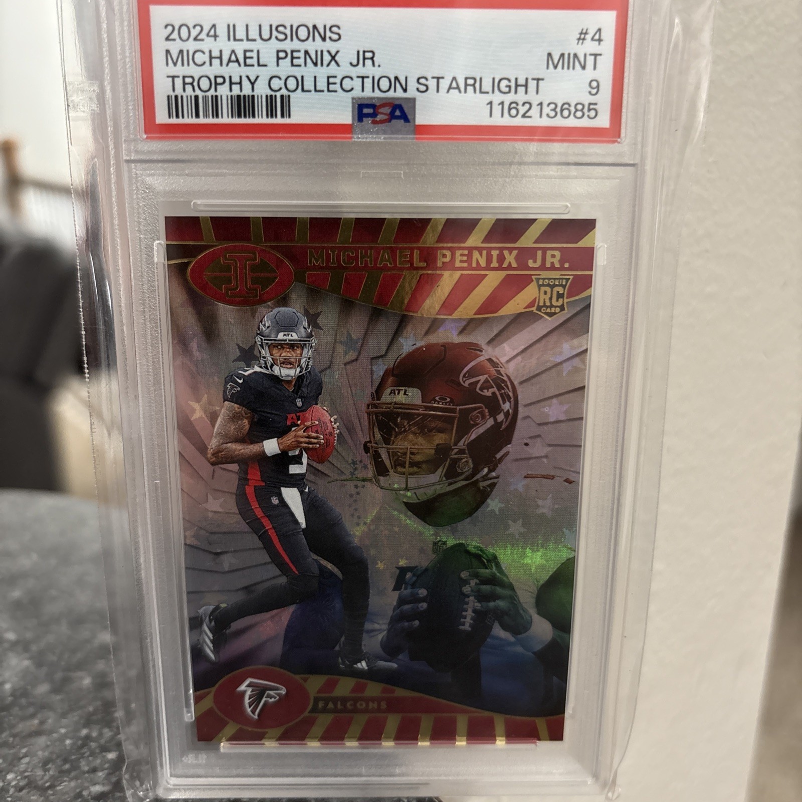 2024 Panini Illusions - Michael Penix Jr. #4 Trophy Collection Galactic (RC)