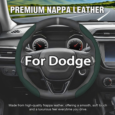 For Dodge 2PCS Segmented Steering Wheel Cover Nappa Leather Breathable Anti-slip