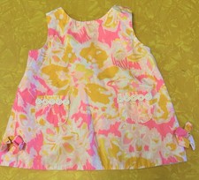 Lilly Pulitzer Sleeveless Floral Print Shift Dress size 3-6 Months Pink/Yellow