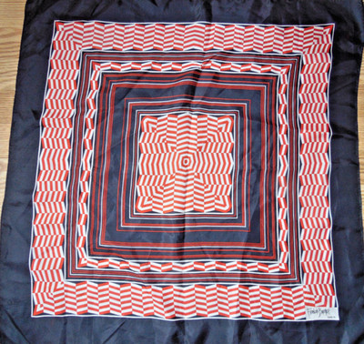 Francios Boucher Paris 26'' Square Red White Black Scarf  Acetate Repells Water
