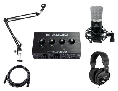 Geniales Duo 2-Kanal USB Recording Interface Podcast Set mit Mikrofon & Zubehör