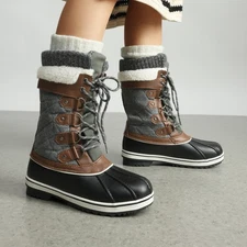 Women Winter Snow Boots Waterproof Cozy Faux Fur Lining Mid Calf Boots
