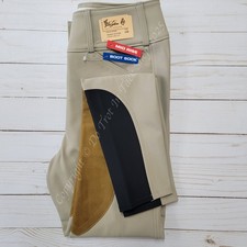 Tailored Sportsman Mid Weight Technical Breeches Clarino Patch Mid Rise - TAN