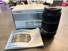 Canon EF-S 55-250mm f/4-5.6 IS Telephoto EOS Camera Zoom Lens Boxed VGC
