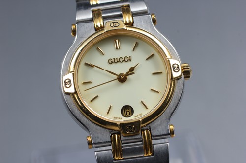[Near MINT]  gucci 9000L 25mm ivory Dial Date Quartz  Women's Watch JAPAN - Picture 1 of 10
