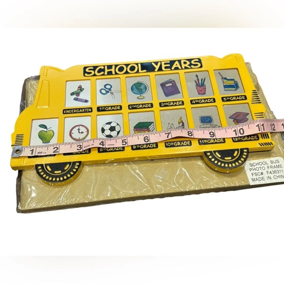 Marco de fotos de autobús escolar vintage escuela, jardín de infantes, regalo, nieto, único Foto 3 de 4