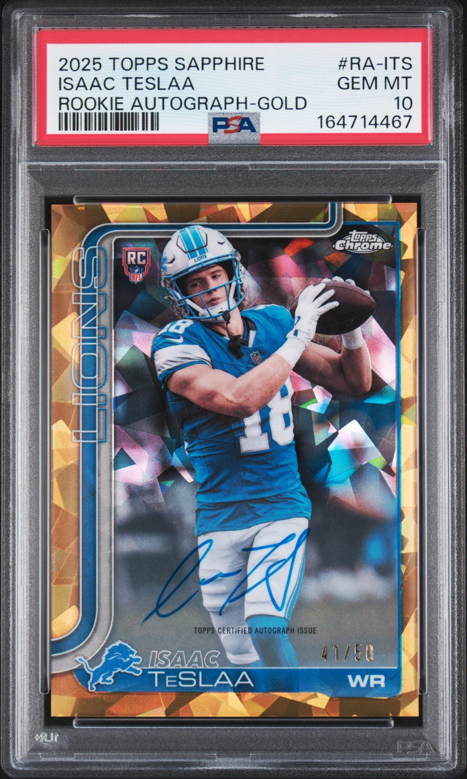 Isaac TeSlaa Topps Chrome Sapphire Edition Rookie Autographs #RAITS Gold