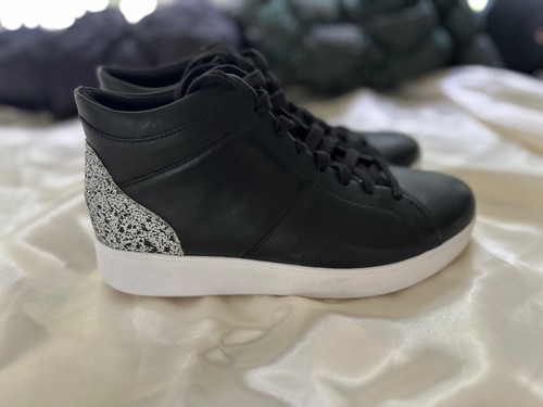 Excellent FitFlop Women Rally Glitter High Top Sneaker Black Size 9 READ - Picture 8 of 13