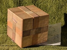 VINTAGE WOODEN JAPANESE KUMUKI "FOREIGN" CUBE PUZZLE INSTRUCTION SHEET SHACKMAN