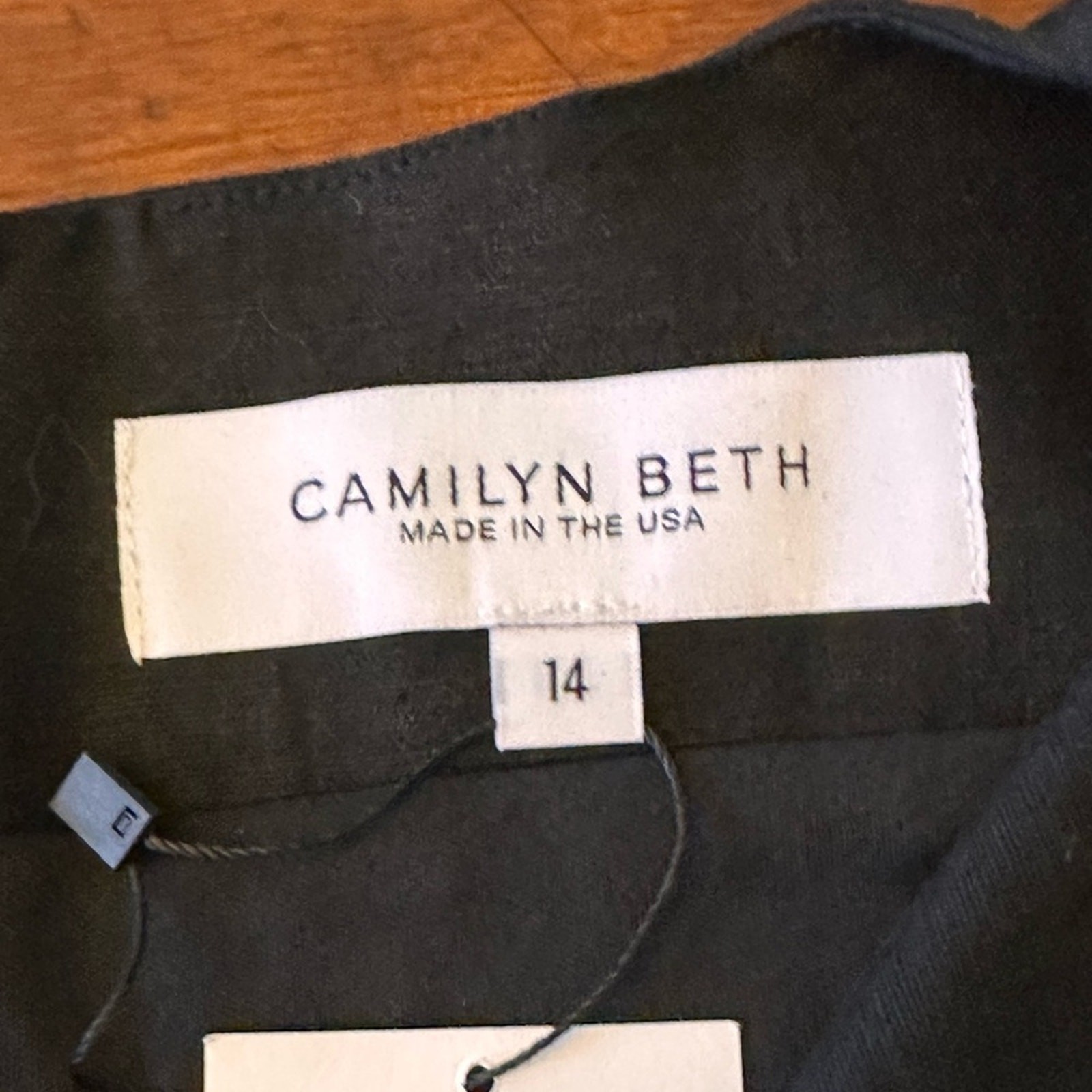 Camilyn Beth NWT SZ 14 the Ann Dress Black Linen V-Neck Puff Sleeve mini image 7
