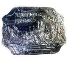 Vintage Firefighters Belt Buckle America's Hero's Fire Dept USA Silvertone 70s