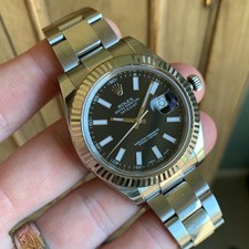 Rolex DateJust 116334 41mm 18K White Gold Fluted Bezel Black Dial Wristwatch