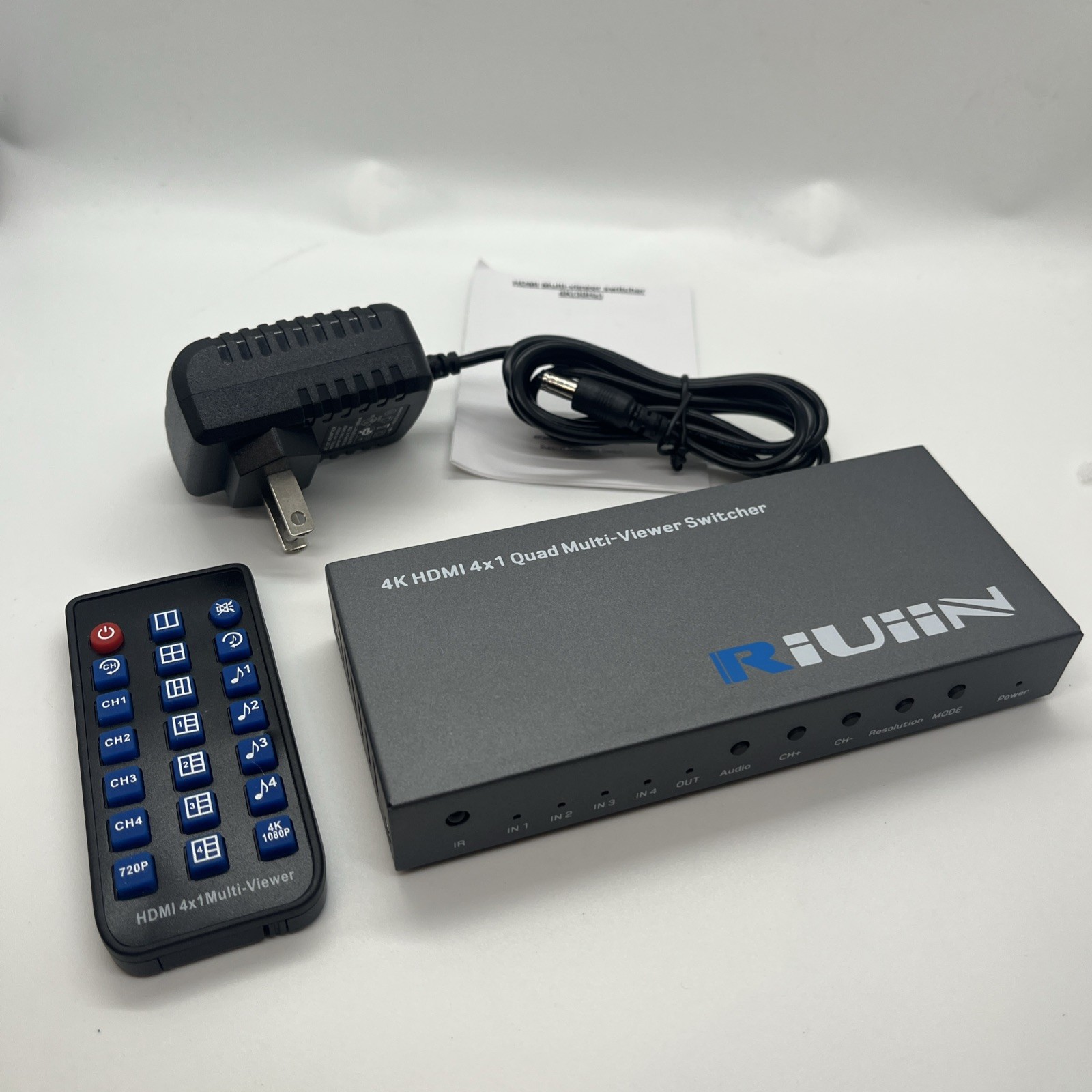 HDMI Multiviewer Switch 4K@30Hz 4x1 Quad Seamless 8 Viewing 