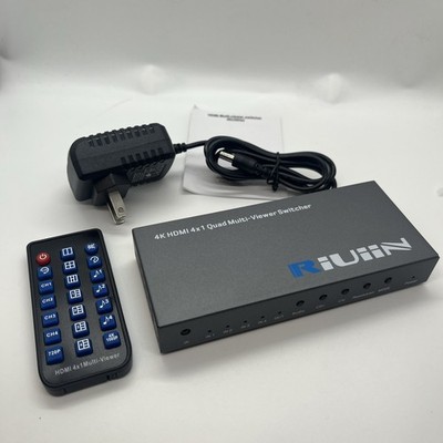 HDMI Multiviewer Switch 4K@30Hz 4x1 Quad Seamless 8 Viewing Modes PS4 Xbox