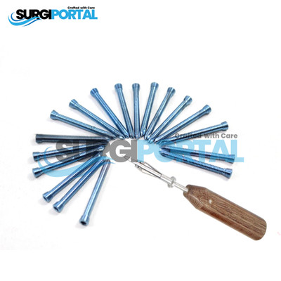 Locking (Safety Lock) 2.4mm Ø Hex Head Screws Self Tapping Titanium Blue 130 PCs
