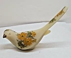 FENTON TAN BURMESE GLASS BIRD  LONG TAIL FIGURINE DAISYS HAND PAINTED Kim B