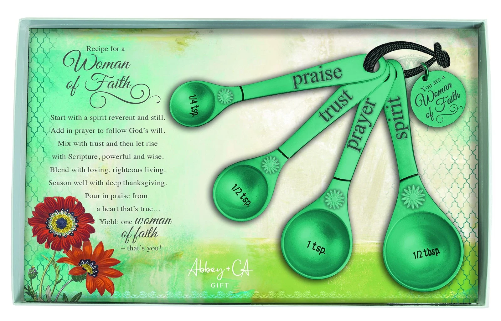 Cathedral Art Abbey & CA Gift Measuring Spoons-Woman of Faith (Set of 4), Multi