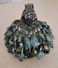 RARE STATEMENT VINTAGE MARY FRANCES FLORAL BEADED STONE TOP HANDLE BAG HANDBAG
