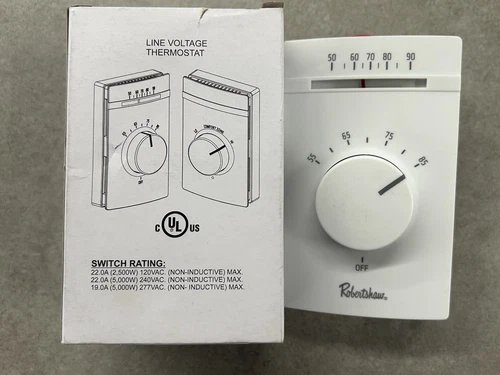 NEW Robertshaw Line Voltage Thermostat w Thermometer item 802