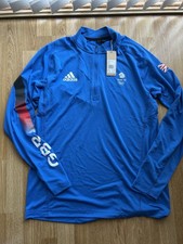 adidas Team GB Olympic 1/4 Zip Long Sleeve Training Top Summer Olympics Clothing