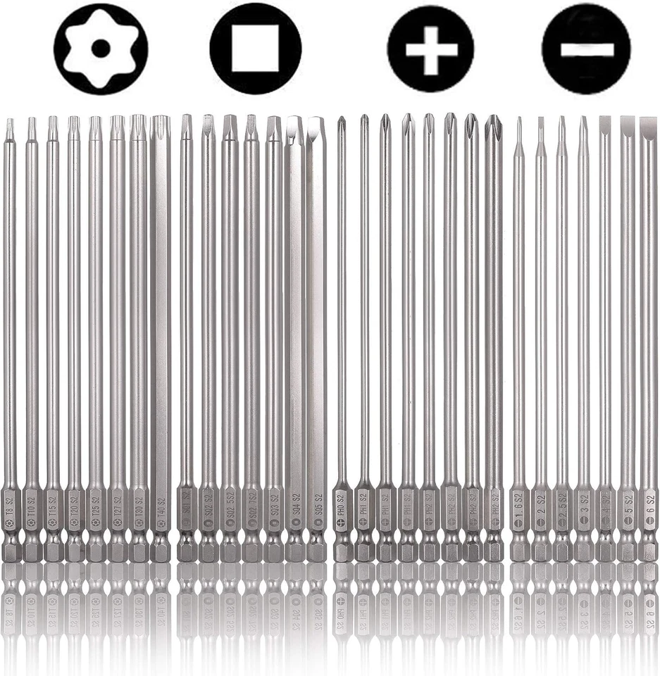 Compact Hex Shank Screwdriver Bit Set - 30 Magnetic Tools for Various Projects - Image 3 of 4