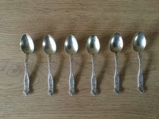 Sechs kleine antike Kaffeel&ouml;ffelchen STERLING PAT. 1896