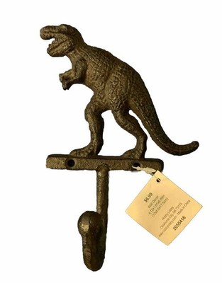 Cast Iron Dinosaur Wall Hook Towel Coat Hanger Rustic Antique Brown NWT!