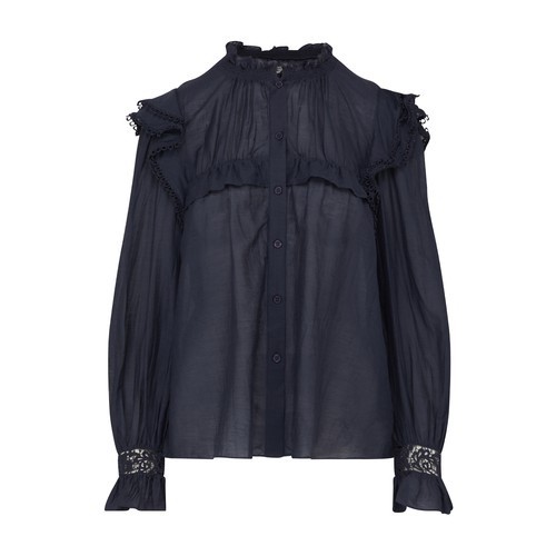 NEW Isabel Marant Étoile Gilatedy Faded Night Cotton Lace Ruffle Top 38 NWT $435