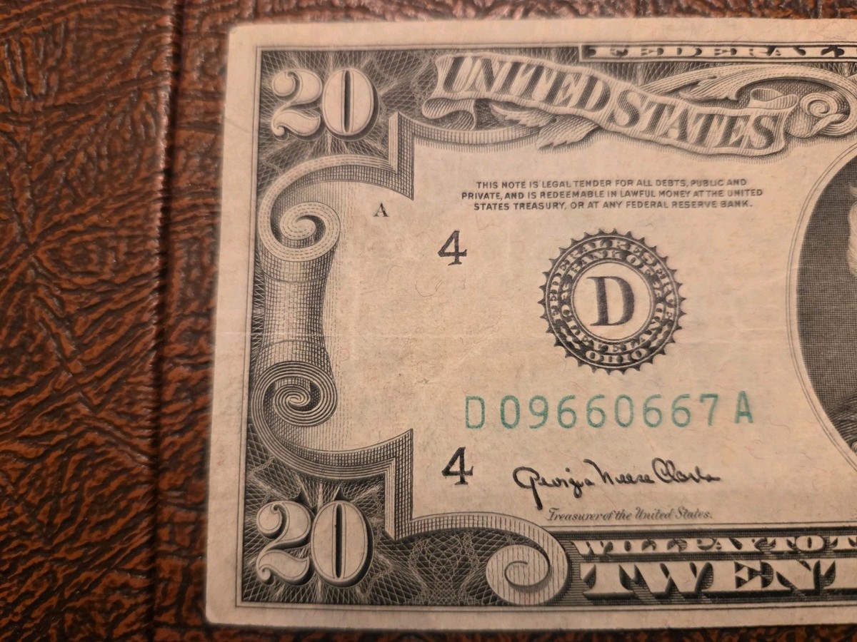 $20 Bill Old Small Face Series 1950 FRB Cleveland, OH (D09660667A