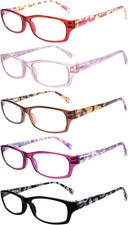5 Pack Reading Glasses for Women, Blue Light Blocking Computer Readers, Ease ...