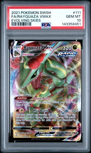 2021 Pokemon Sword & Shield Evolving Skies #111 Fa/Rayquaza Vmax PSA 10