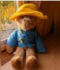 Vintage 1980s Eden Toys Paddington Bear Plush Baby Size w/ Original Blue Coat