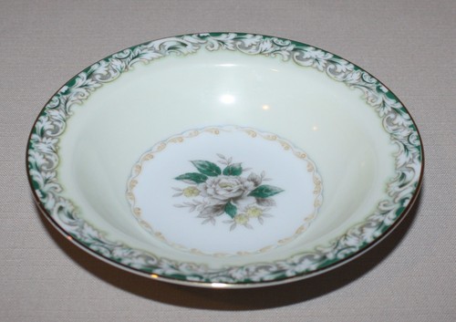 2 Dessert Obstschalen Noritake Mystery #14 Rand weiß rose Blattband creme gold - Bild 1 von 5