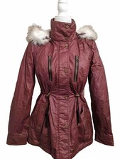 Amenican Rag Pleather Red Jacket With Fur Hood Size S