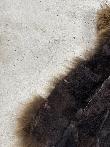 Vintage Y2K Lamb Leather Patchwork Vest Racoon Fur japan avant garde rare - Picture 9 of 14