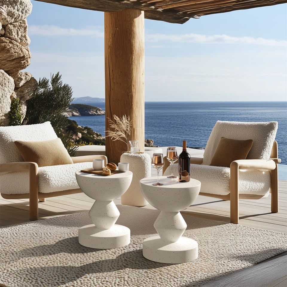 Decorative Garden Stool Concrete Side End Table for Patio Small 18'' Plant Stand - Image 2 of 4