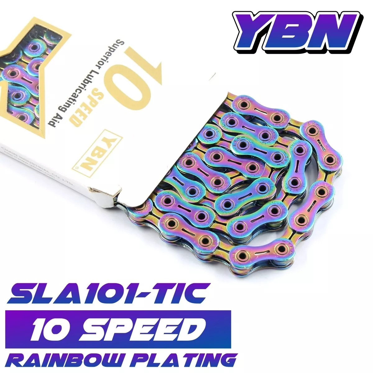 YBN SLA101 TIC RainBow Plating hollow 10 Speed Chain Shimano Sram Campagnolo