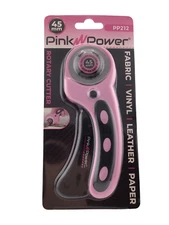 Pink Power 45 mm Rotary Cutter Fabric Vinyl Leather Paper w/ 5 Extra Blades