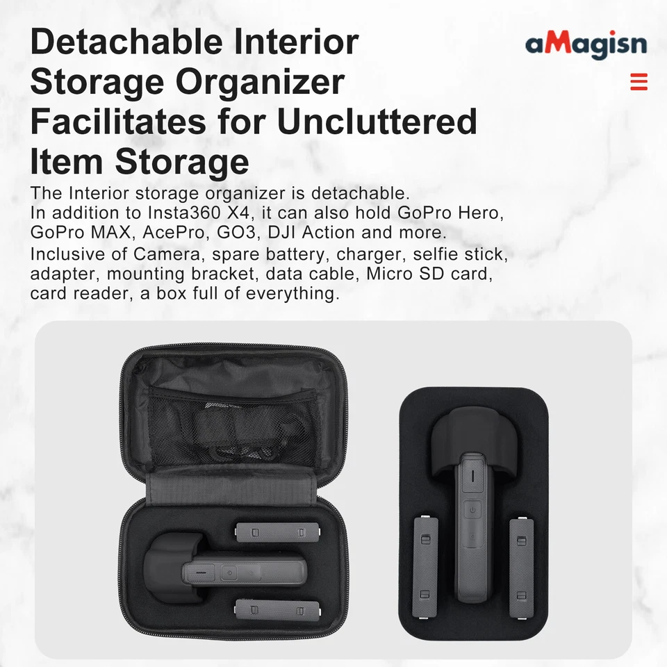 For Insta360 X4 Sports Camera Accessories Small Storage Bag Protective Hard Case - Image 4 of 4