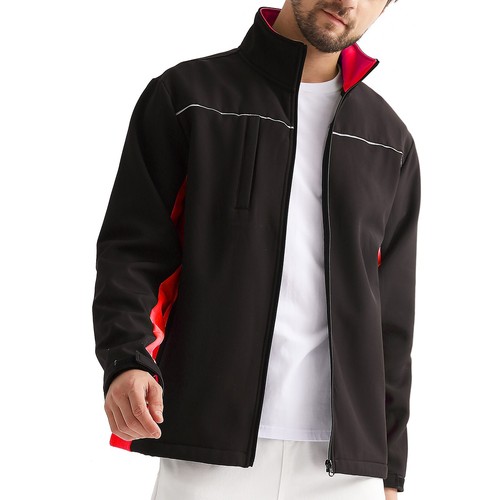 Soft Shell Jacket HI VIS Work Coat Safety Bomber Jacket Reflective Black - Picture 56 of 75