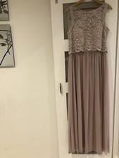 Nightway Glitter Lace Dress Popover Chiffon Skirt Champagne Size US 10 UK 12