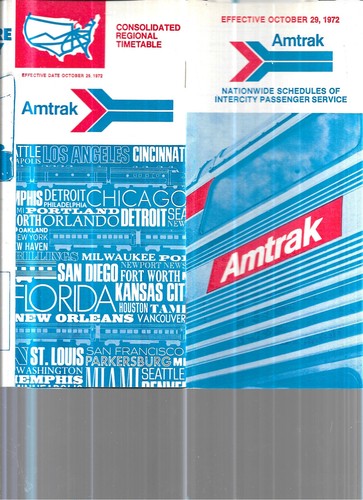 AMTRAK AMTRAK 5 1970S PUBLIC TTS + BROADWAY LTD ROUTE GUIDE