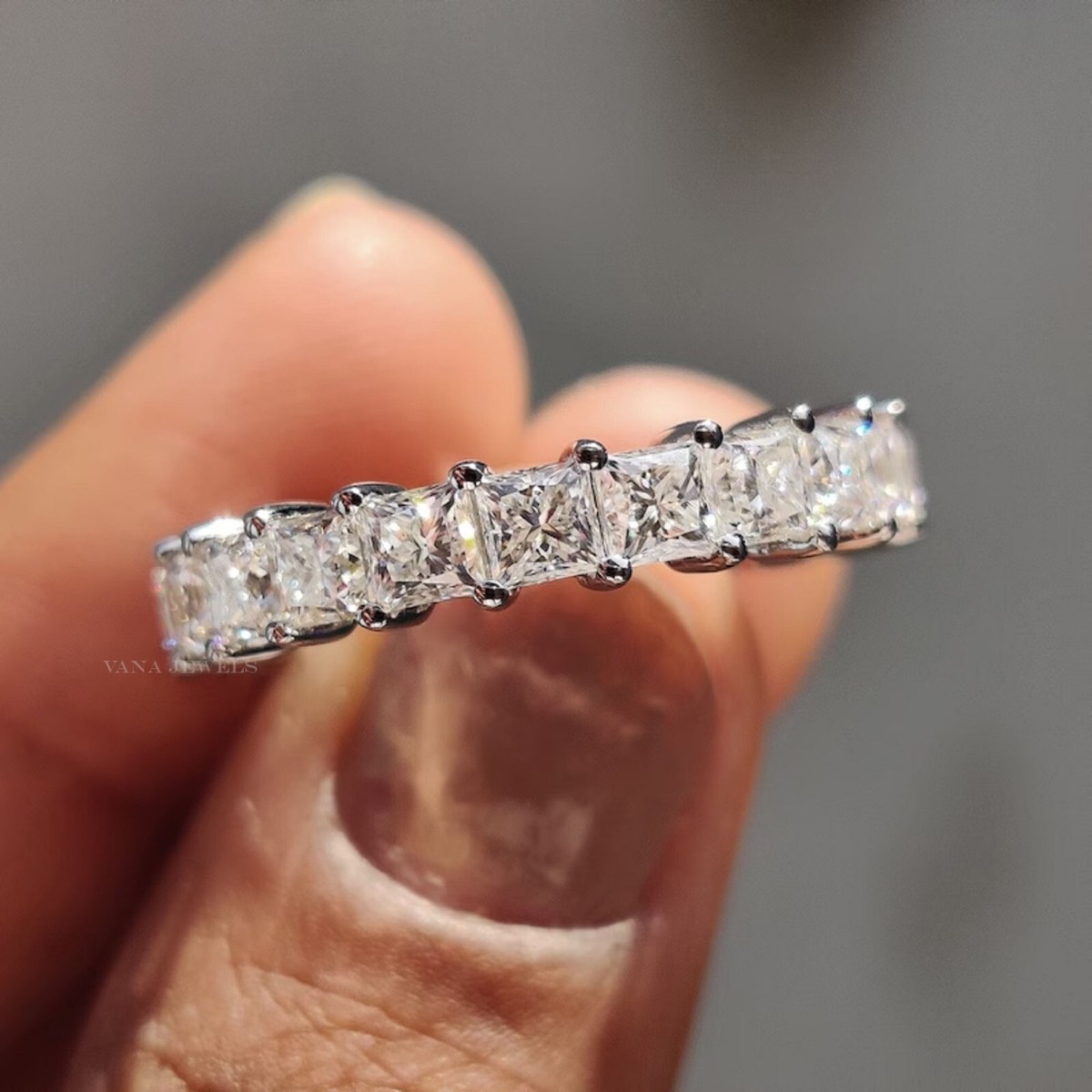 MM Princess Cut Simulated Full Eternity Wedding Band, Shared