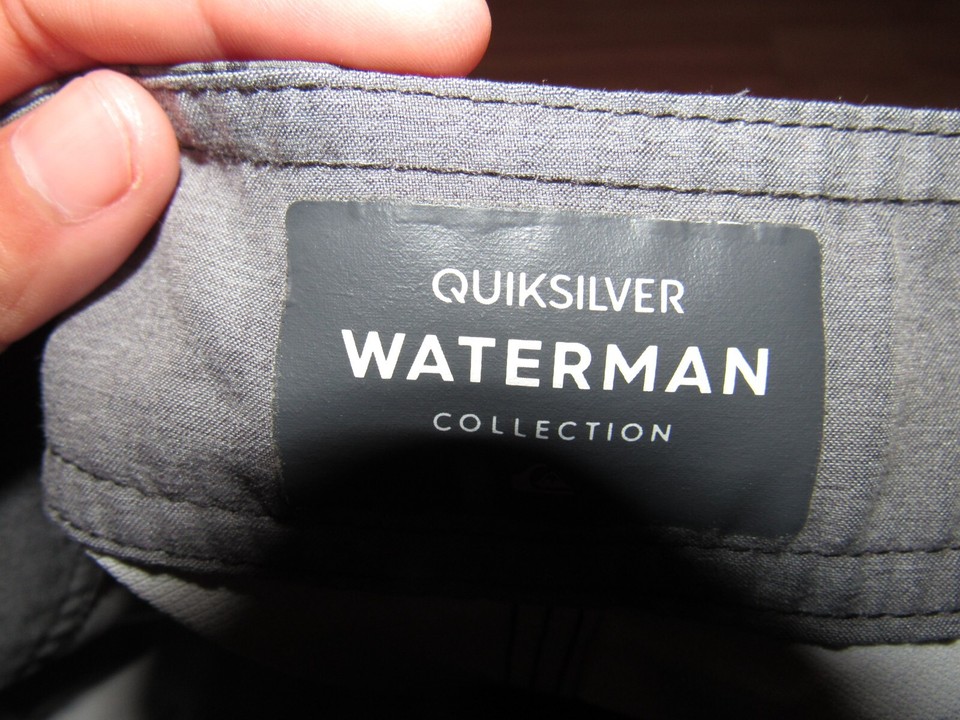 QUICKSILVER WATERMAN Swim Trunks Bathing Suit Mens XL unlined Gray Zip