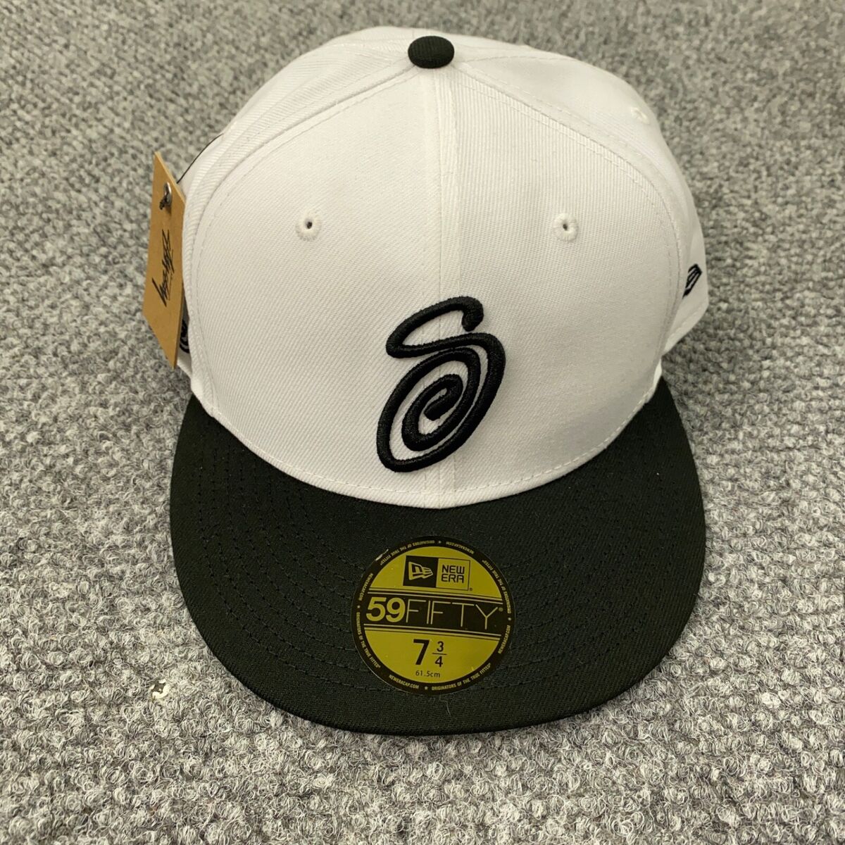 Stussy Curly S 59Fifty New Era Fitted Cap Size 7 3/4 White Stussy Curly S 59Fifty New Era Fitted Cap Size 7 3/4 White