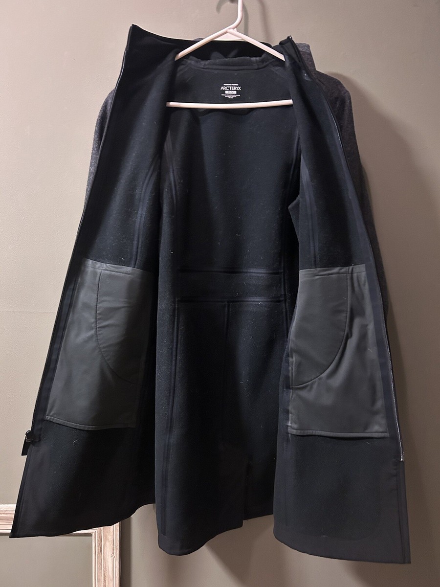 Arc'teryx Lanea Hooded Wool Midi Coat Dark Gray Women's Size