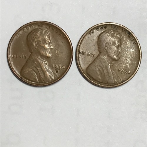 1934P and 1934D Lincoln Wheat Cents Very Nice Coin 67