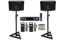  2 Rockville KPS10 10" Karaoke Speakers Bluetooth Amp Adjustable Stands 2 Mics