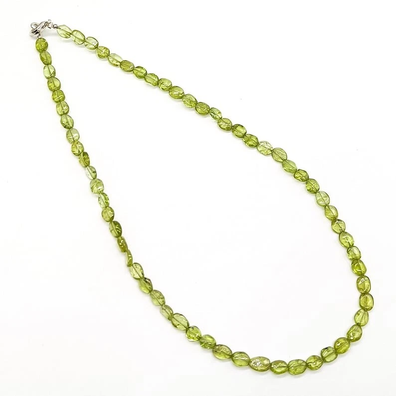 A++ Natürlicher Peridot Glatt Oval Edelstein Perlen August Geburtsstein Halsk... - Bild 4 von 4