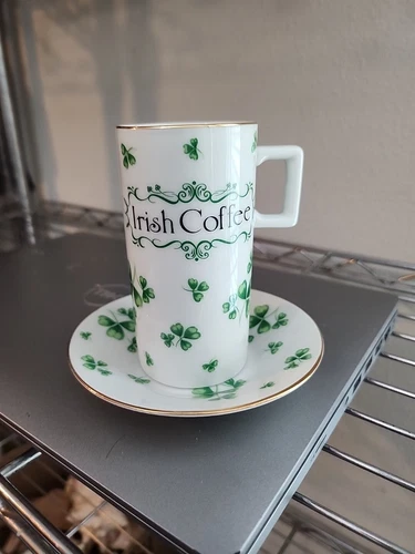 Lefton Cup and Saucer Hand Paint Irish Coffee Shanrock